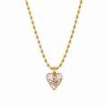 Lilac Fleur Heart Charm Necklace