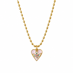 Lilac Fleur Heart Charm Necklace