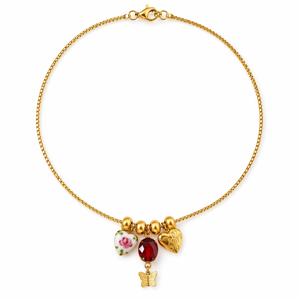 Ruby Heart Heirloom Charm Necklace