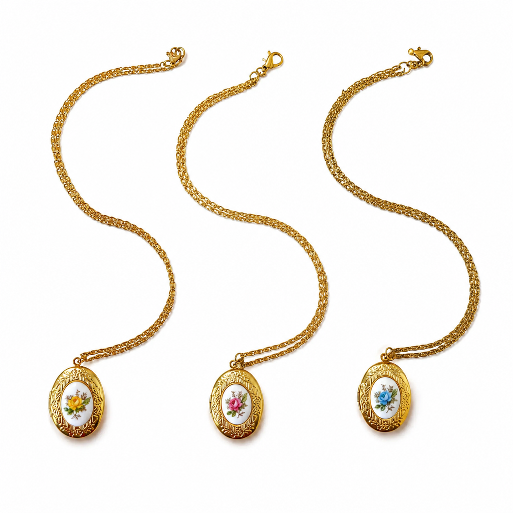 Floral Heirloom Locket Necklace