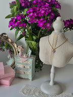 Lilac Fleur Heart Charm Necklace