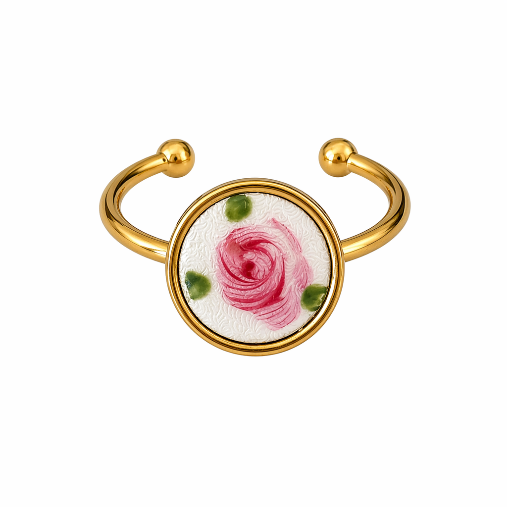 Petite Rose Guilloché Ring