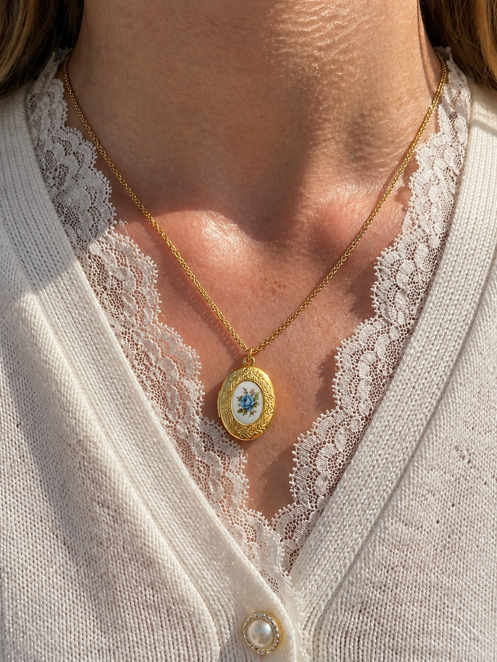 Floral Heirloom Locket Necklace