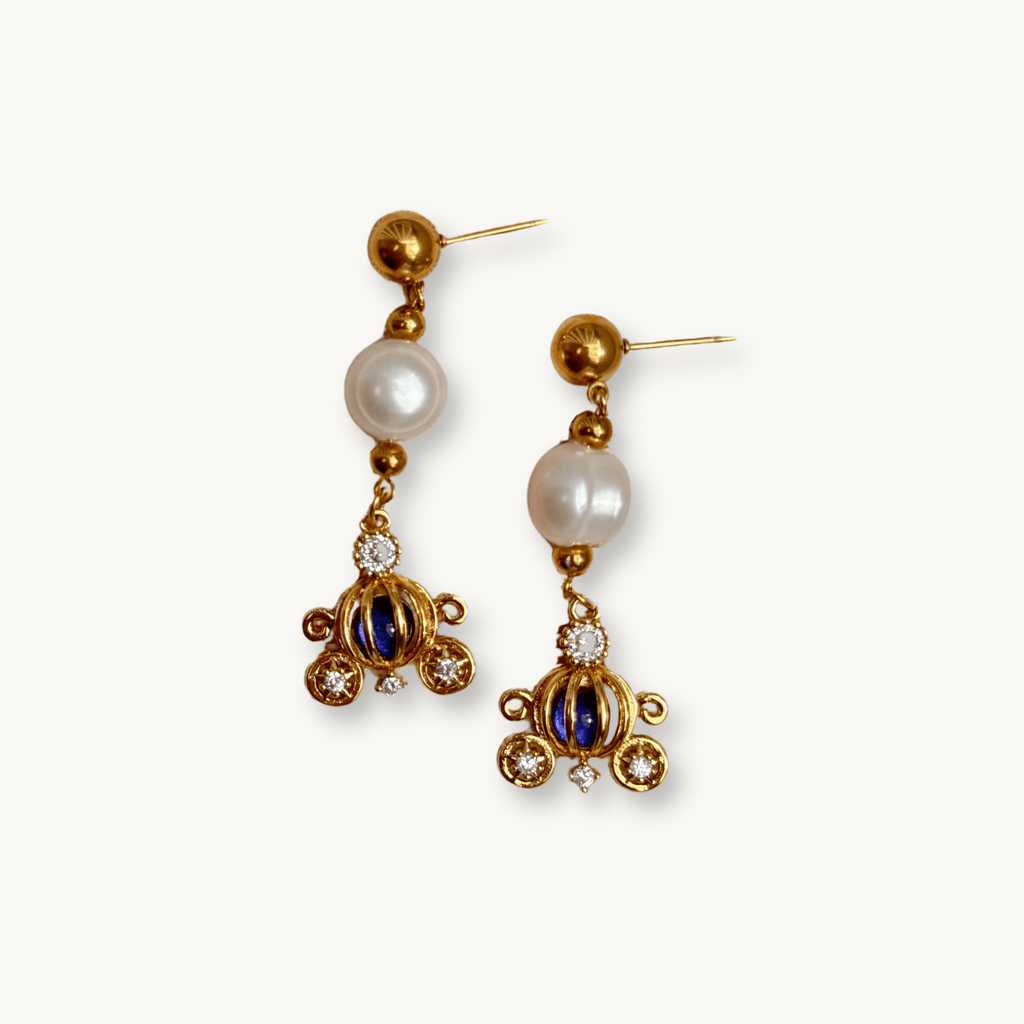 Close-up of Amie Earrings showcasing blue stones