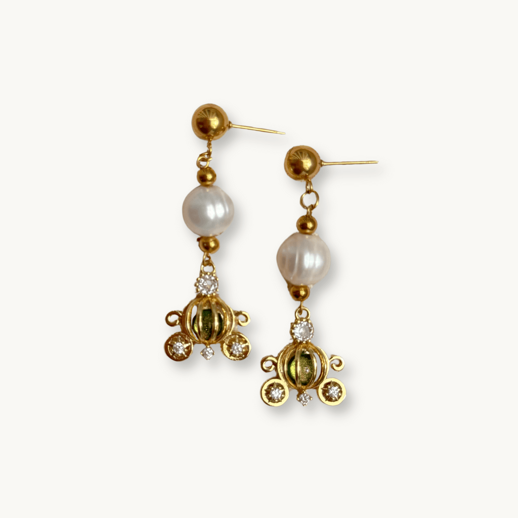 Close-up of Amie Earrings showcasing green stones