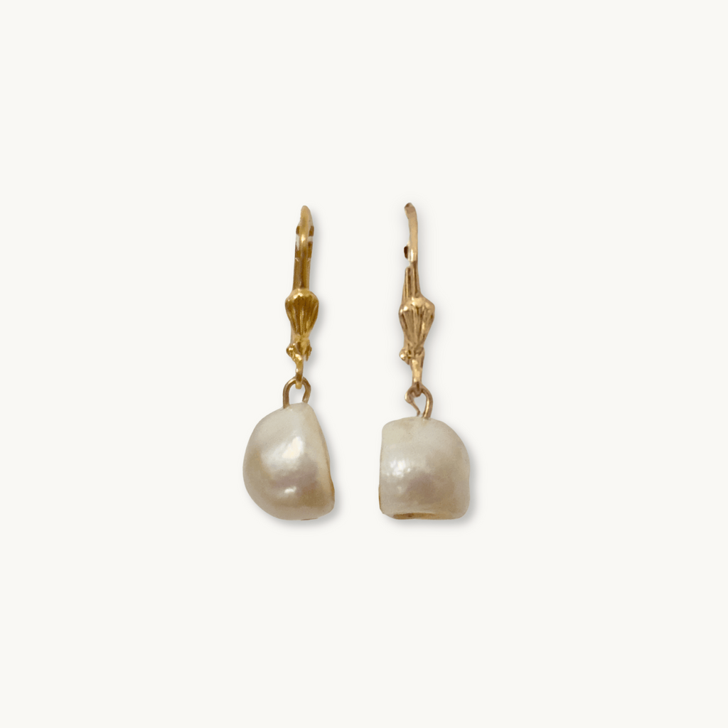 Close-up of The Aurelie Earrings in white