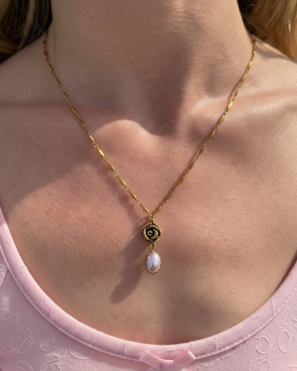 Elodie Rose Pearl Necklace