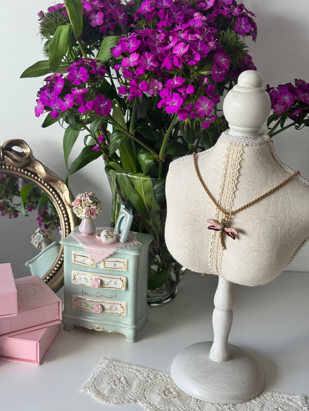 Blush Ember Dragonfly Necklace