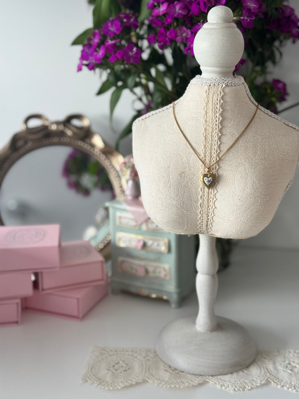Lavender Bloom Heart Necklace