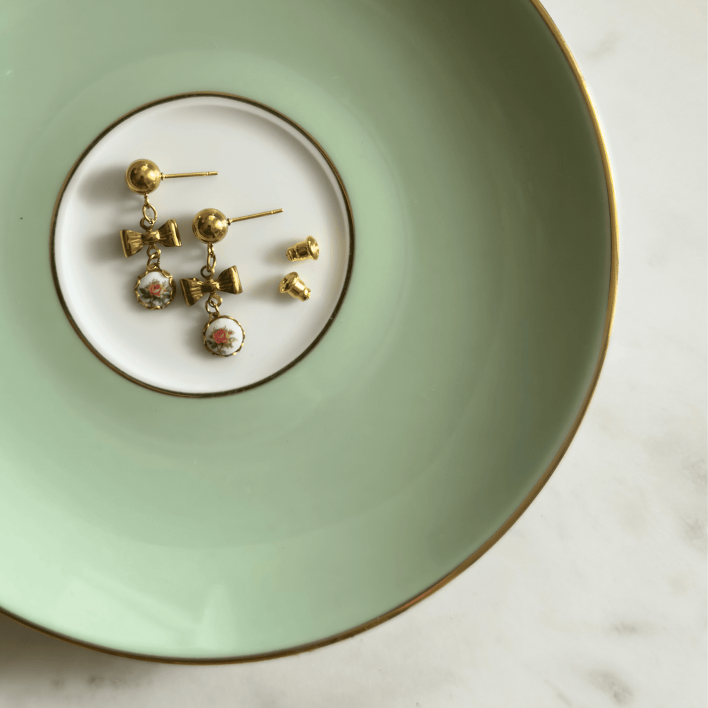 Flat lay of The Elea Earrings on display