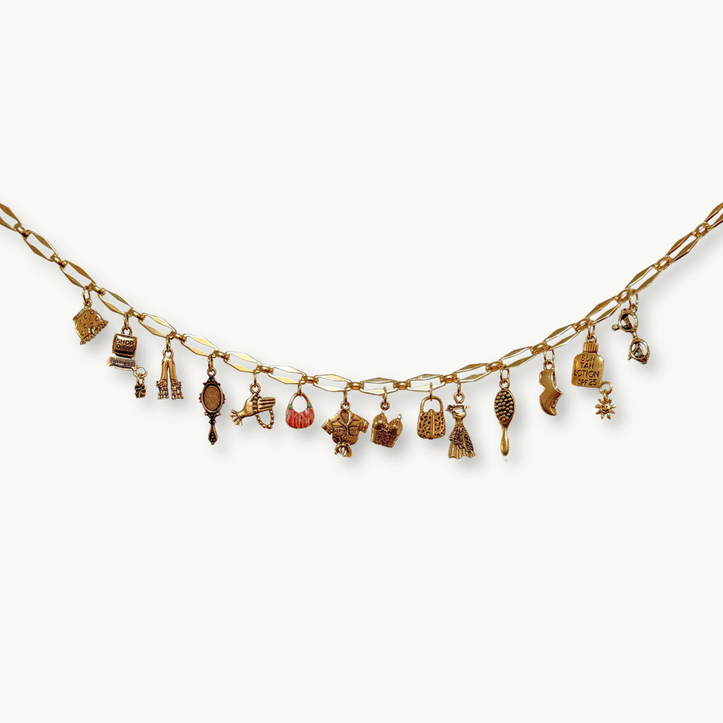 Close-up of the Ethel Necklace showcasing its fun and stylish charm details