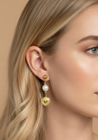 Golden Heart Pearl Drops Earrings