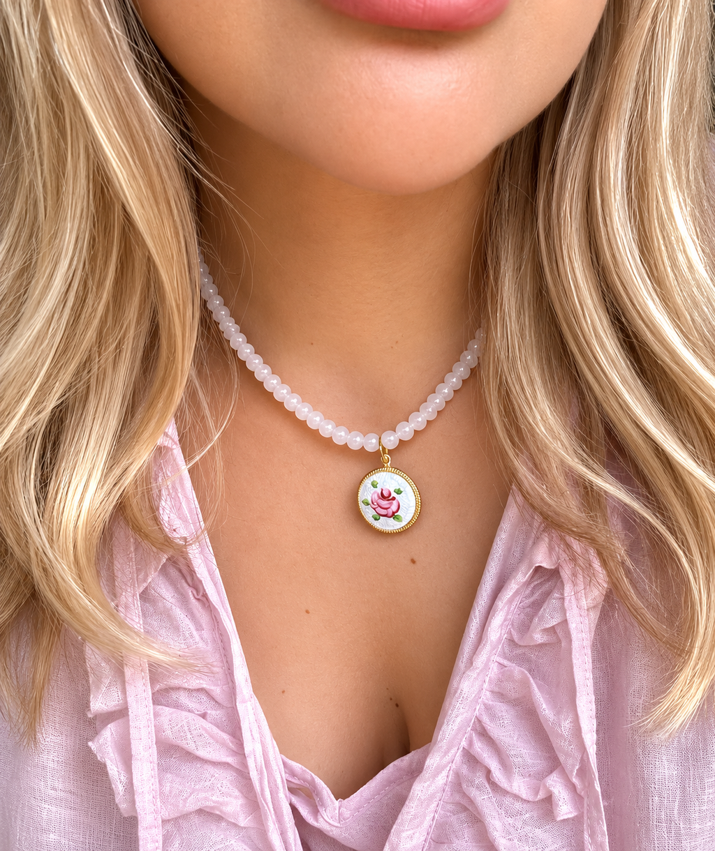 English Rose Beaded Necklace
