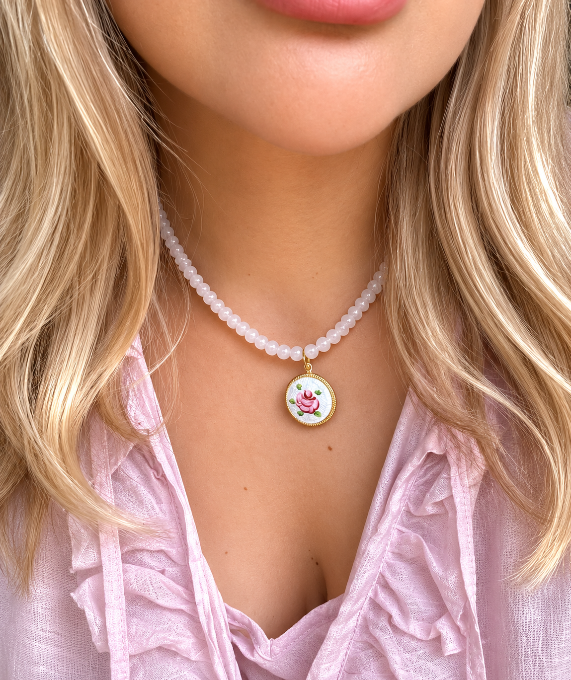 English Rose Beaded Necklace