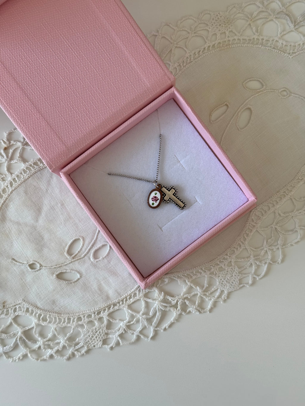 Croix Rosé Charm Necklace