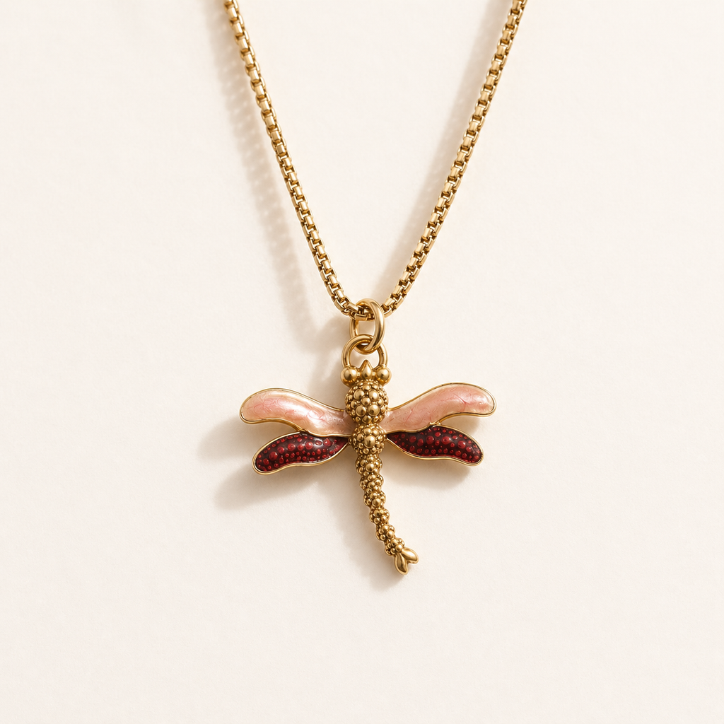 Blush Ember Dragonfly Necklace