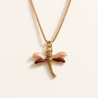 Blush Ember Dragonfly Necklace