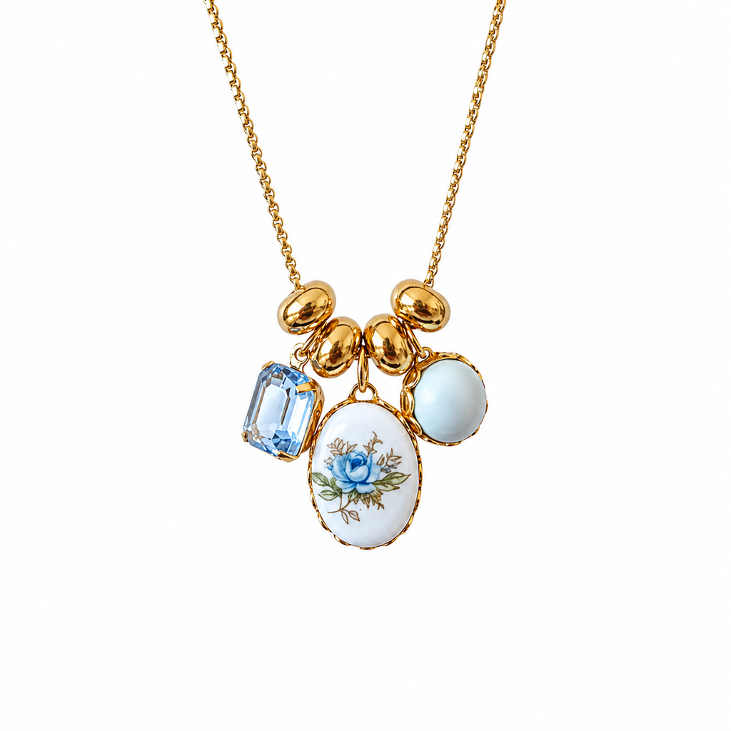 Blue Bloom Heirloom Charm Necklace