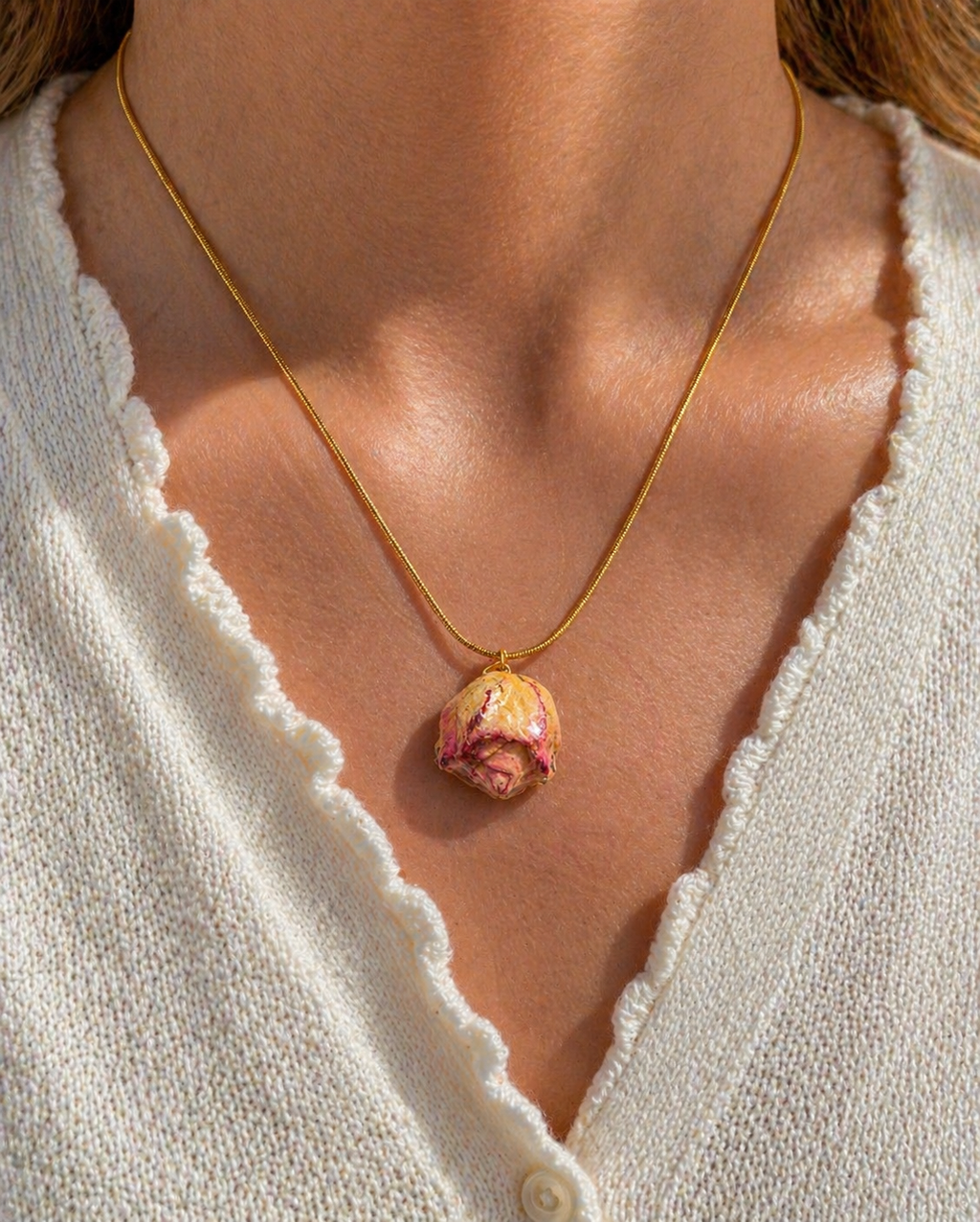 Rosalie Pressed Rose Necklace