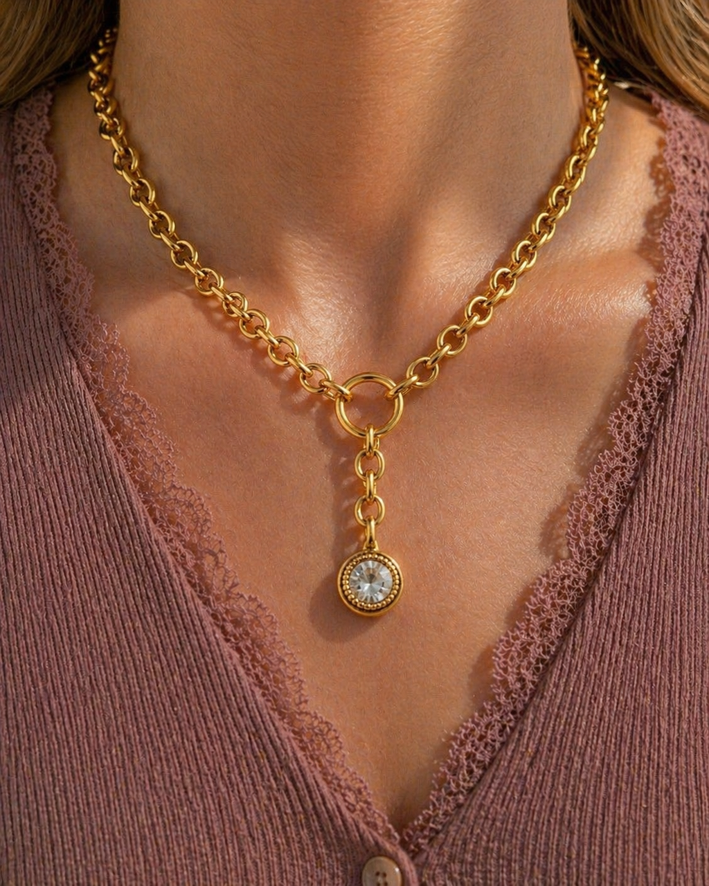 Golden Heirloom Drop Chain Necklace