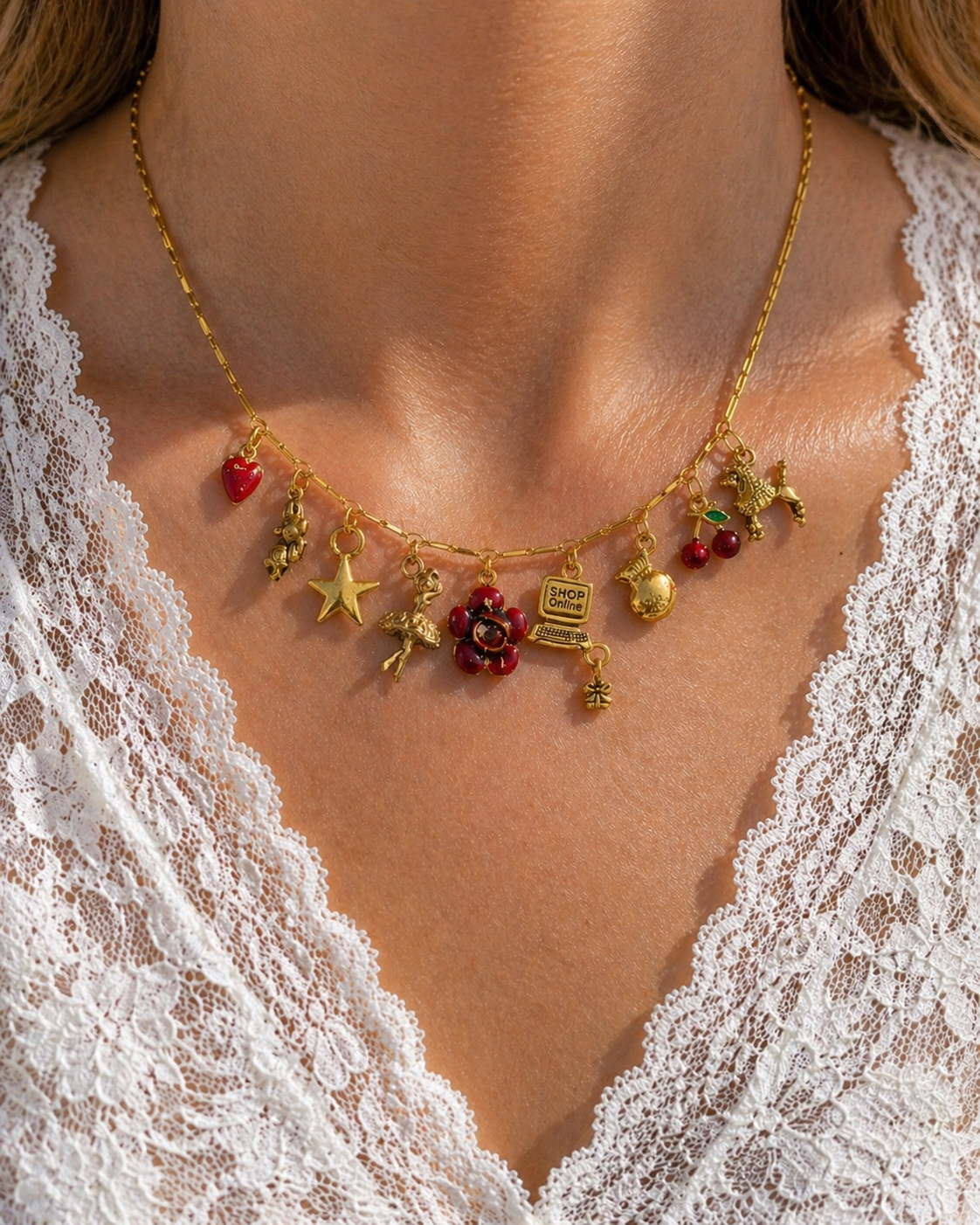 Fraise & Poupée Charm Necklace