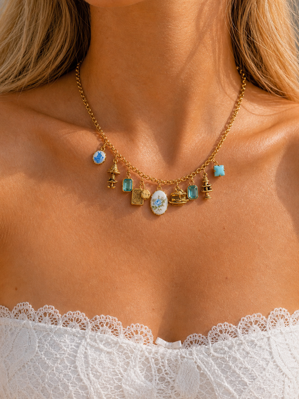 Lumière Bleue Charm Necklace