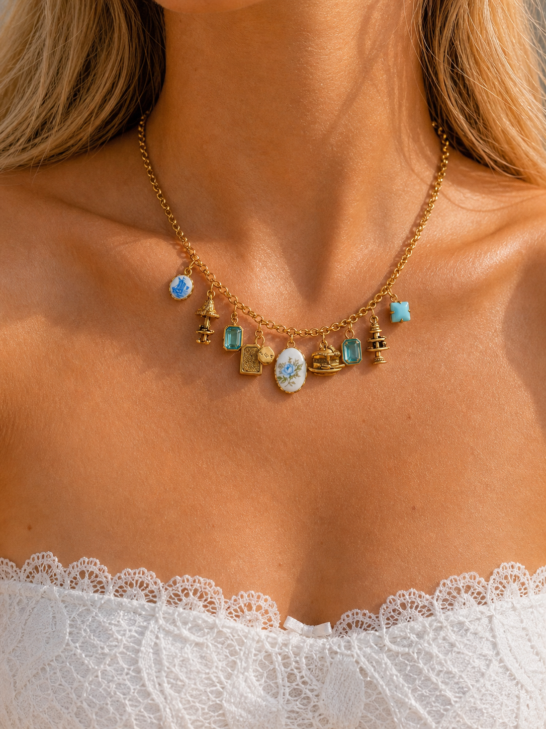 Lumière Bleue Charm Necklace