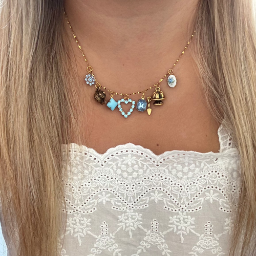 Model wearing the Ada Necklace, showcasing its elegant simplicity.