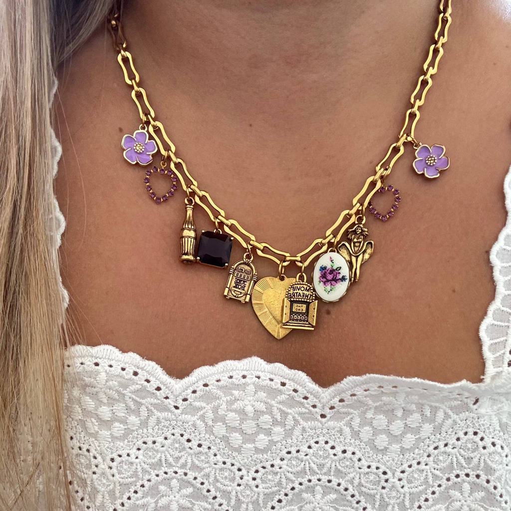 Model wearing the Audrey Necklace, highlighting its unique and stylish design.