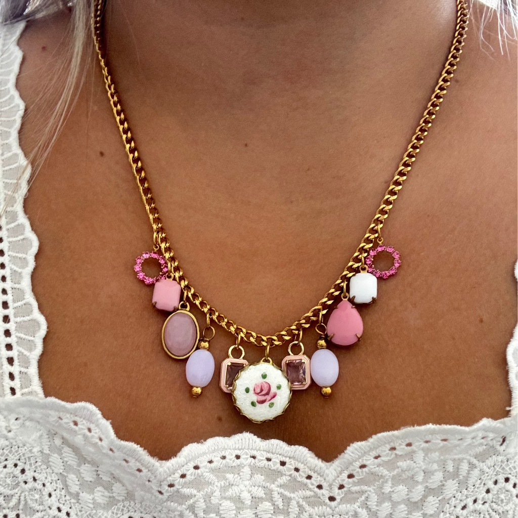 Model wearing the Layla Necklace, emphasizing its romantic and elegant design.