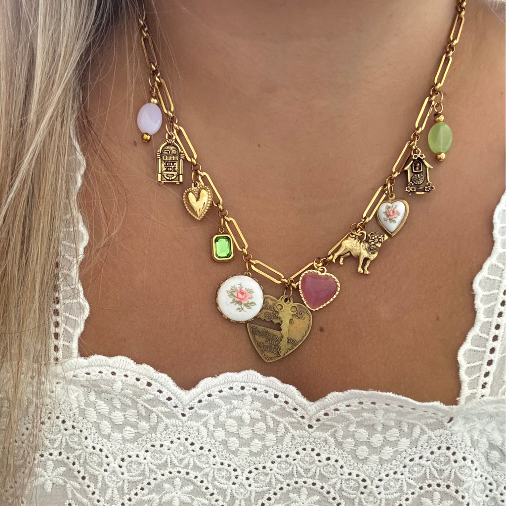 Model wearing the Millie Necklace, showcasing its elegant and whimsical design.