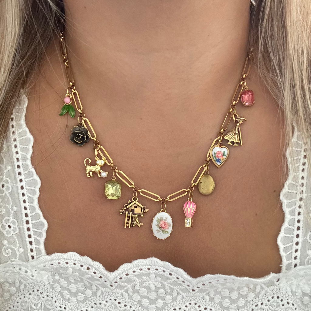 Model wearing the Cameron Necklace, emphasizing its romantic and whimsical appeal.