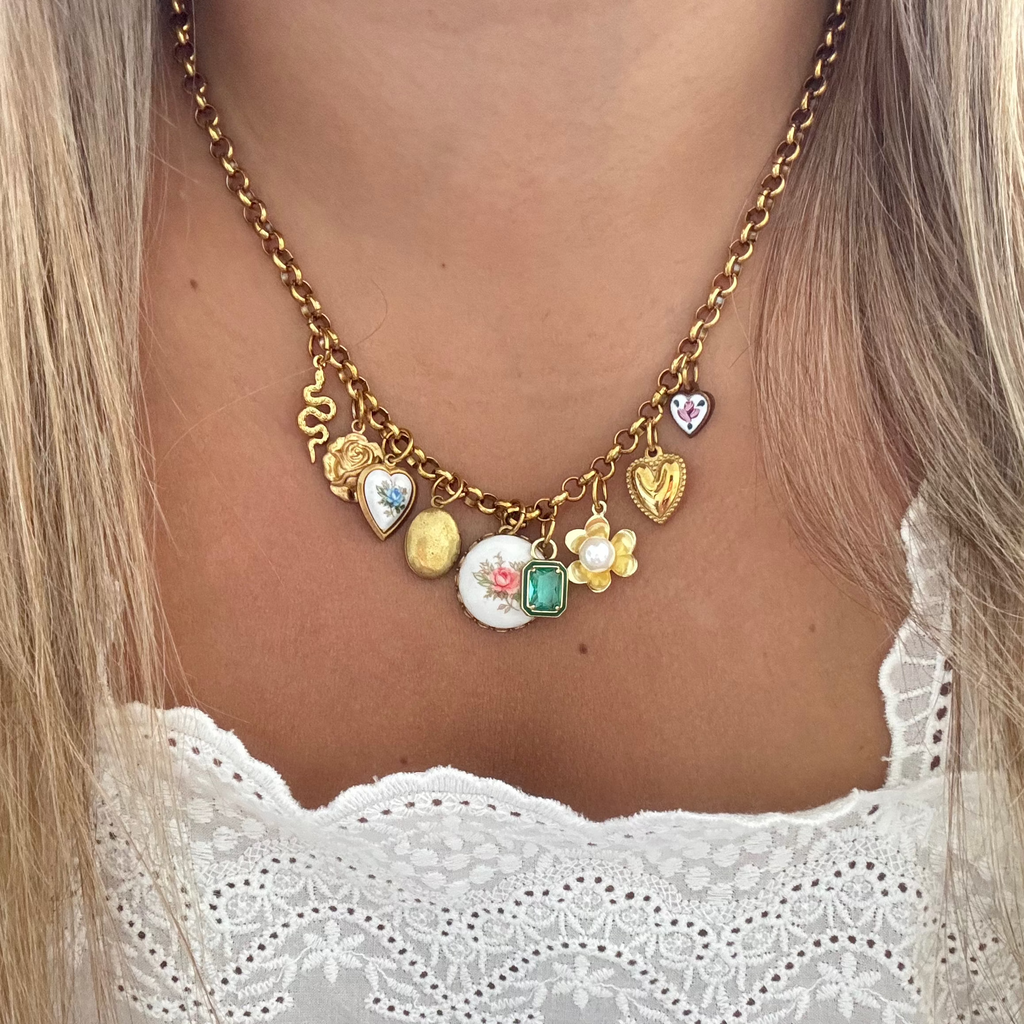 Model wearing the Blythe Necklace, emphasizing its bold and unique look.