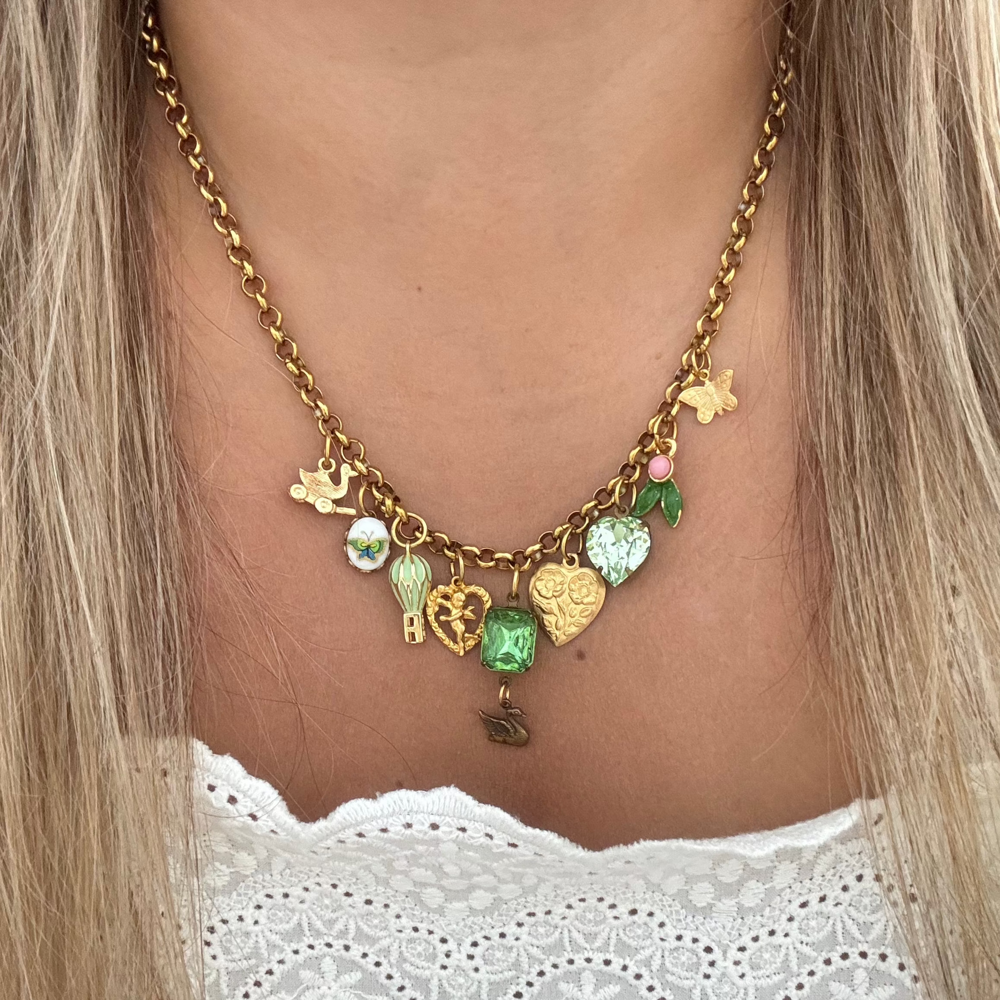 Model wearing the Shoban Necklace, highlighting its nature-inspired, vintage vibe.