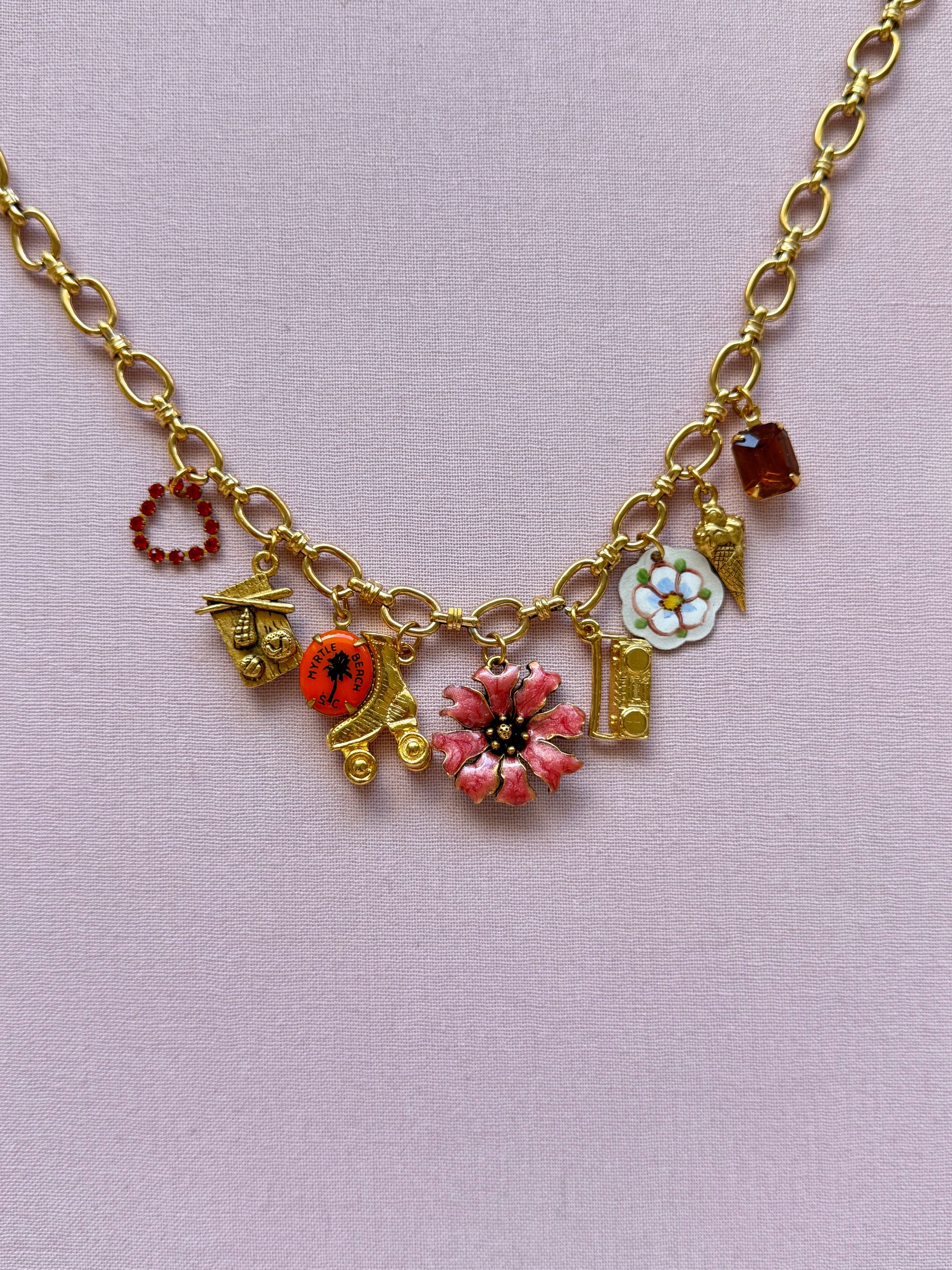 Handmade Gilian Necklace with eclectic charm mix from Pretty Little Trinkets