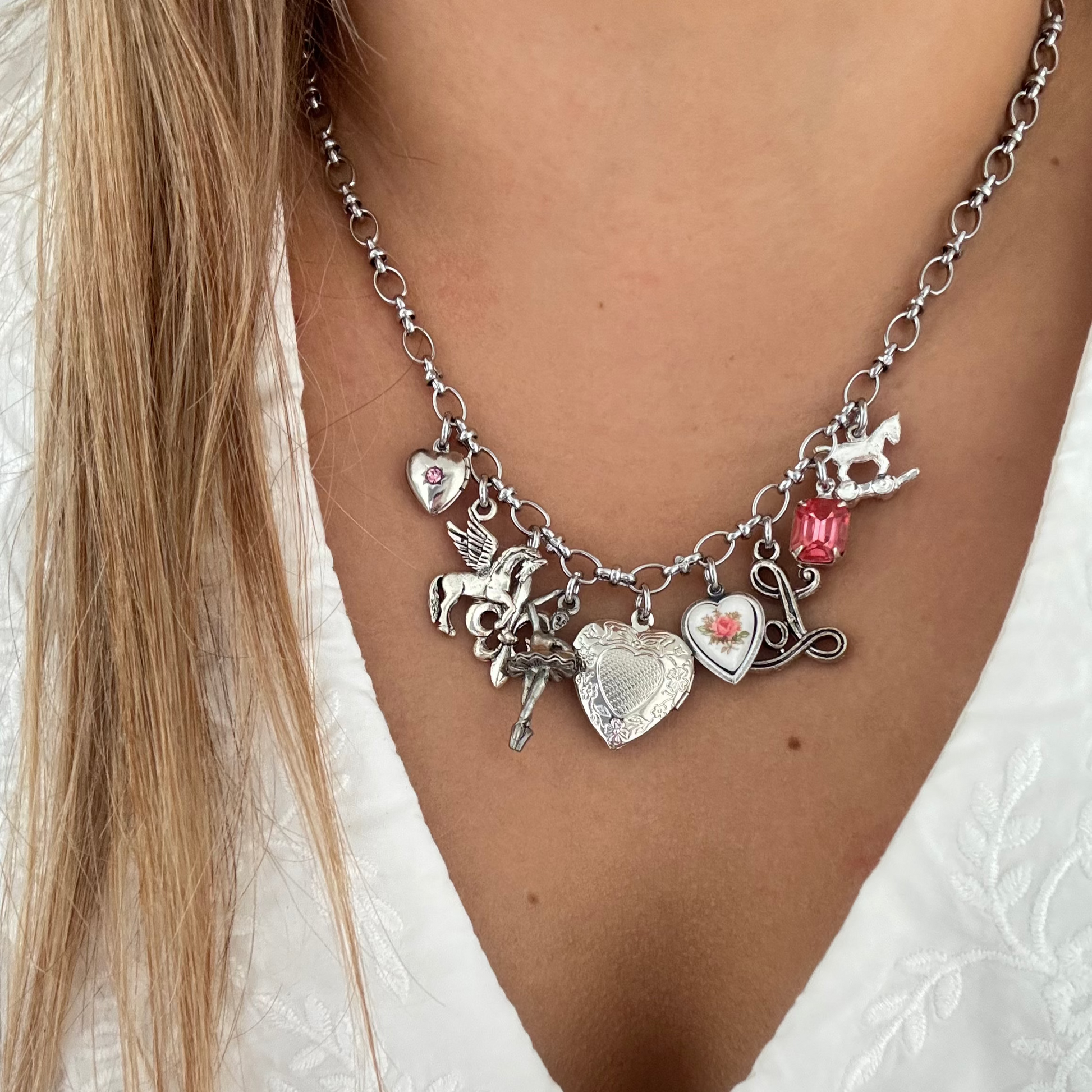 Model wearing the Tamara Necklace styled elegantly