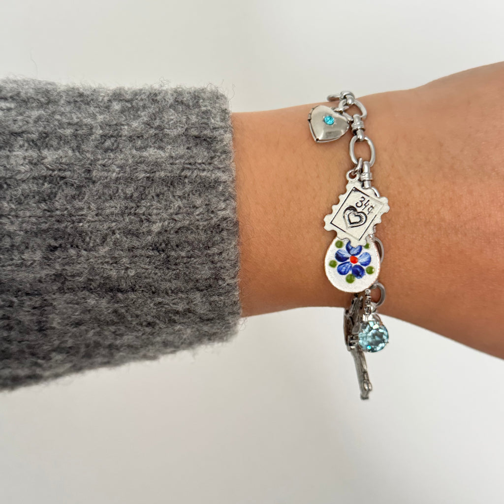 Model wearing Portia Bracelet styled with elegant outfit