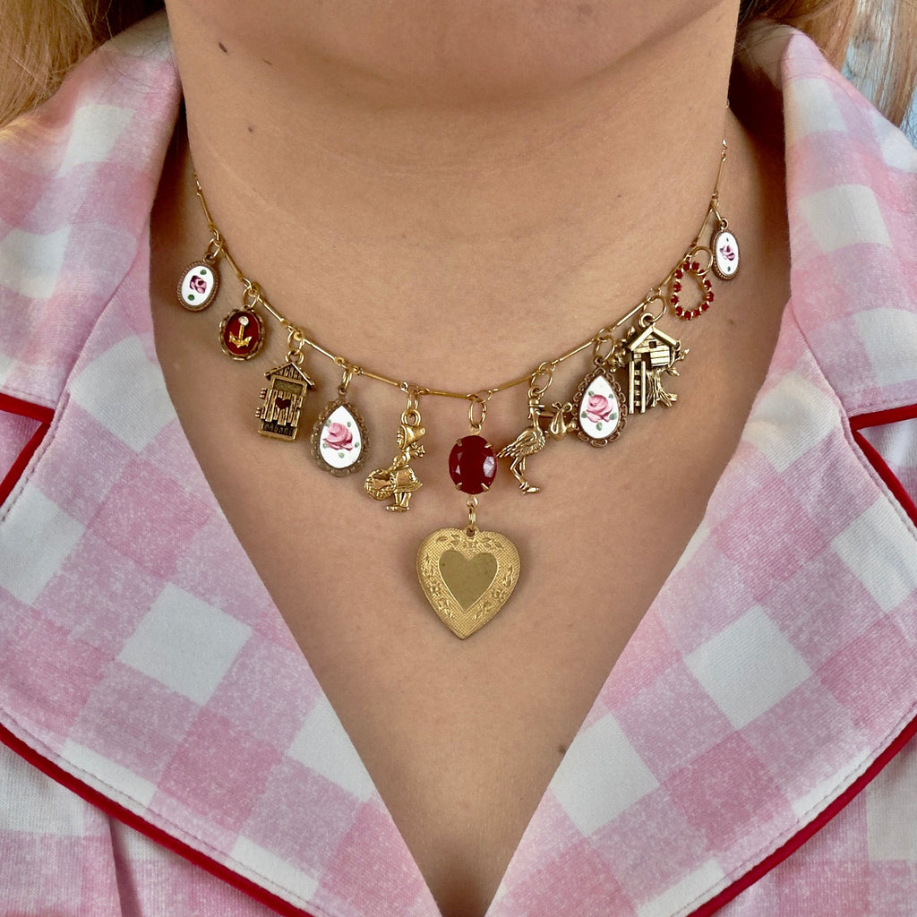 Model wearing the Imogen Necklace, highlighting its romantic and vintage aesthetic.