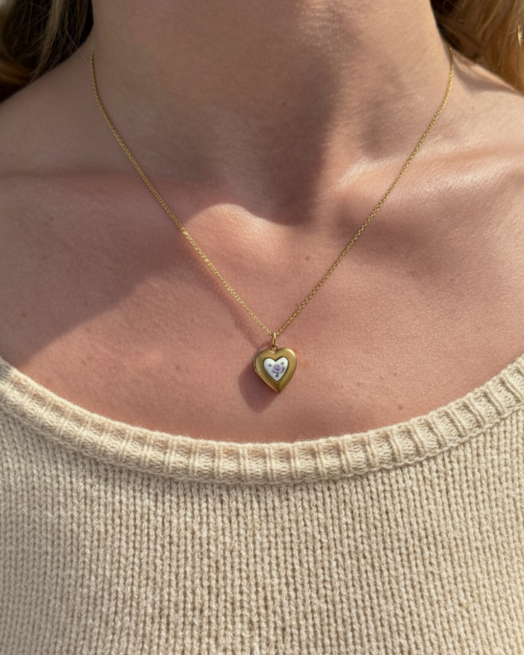 Lavender Bloom Heart Necklace