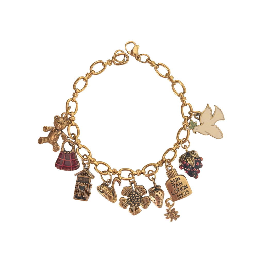 Mallory Bracelet with 9 whimsical charms on Amelie chain, 7.5-inch length