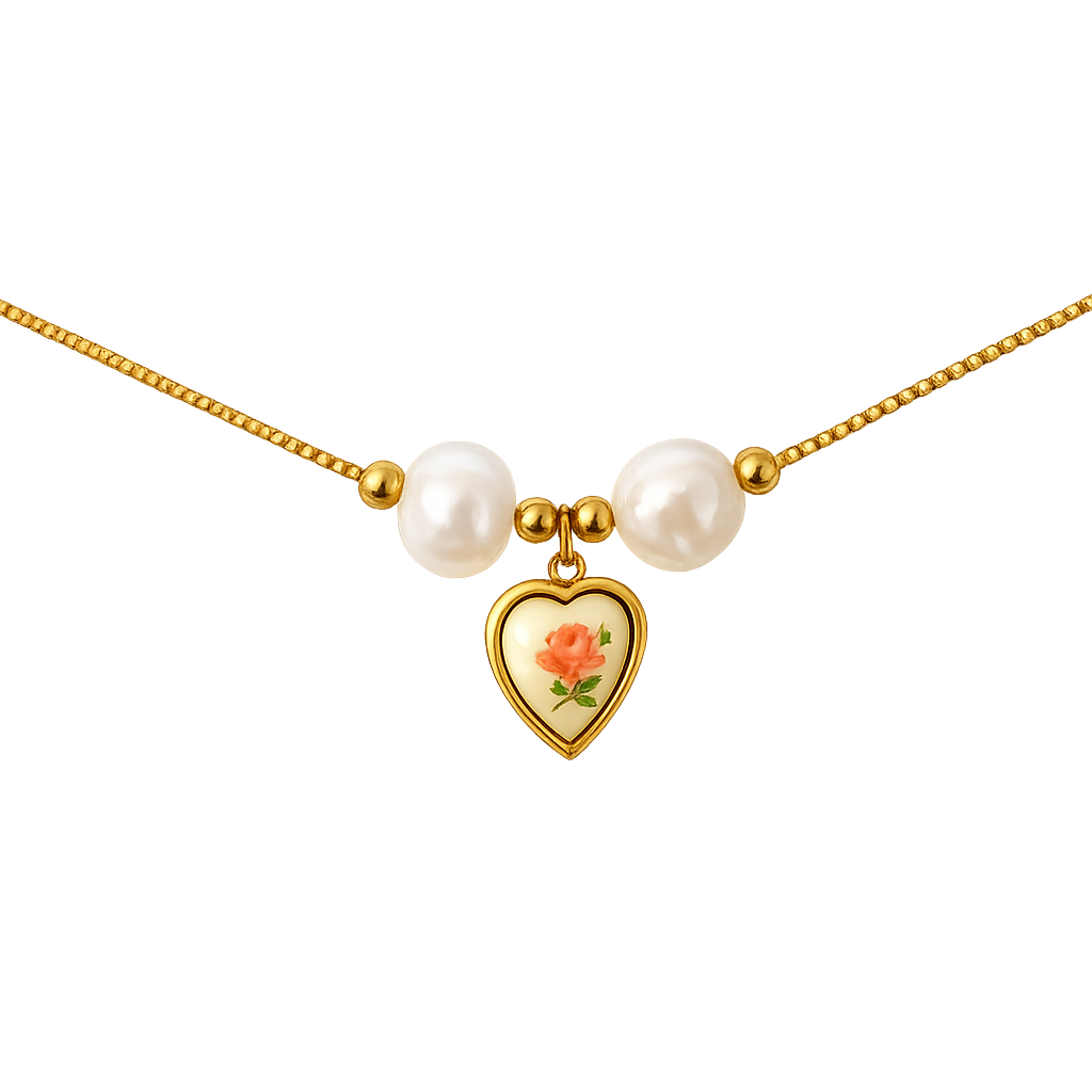Monica Pearl Heart Charm Necklace