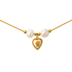 Monica Pearl Heart Charm Necklace