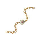 Noela Bracelet with hand-painted rose medallion on a PVD gold-plated chain