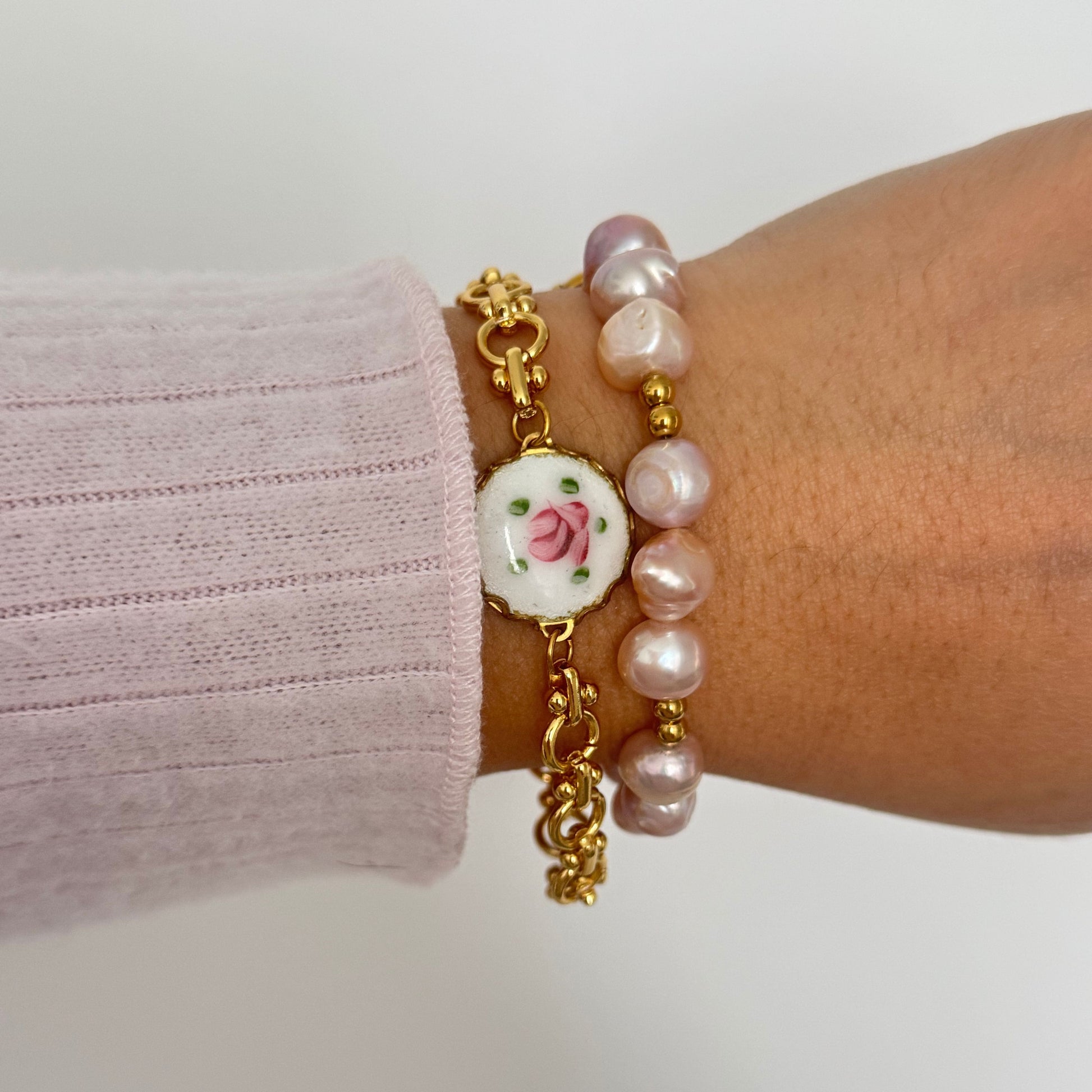 Timeless gold-plated Noela Bracelet with floral charm, handcrafted in Sydney