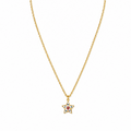 A gold chain necklace with a small star-shaped pendant featuring a colorful gemstone design, displayed on a clean white background.