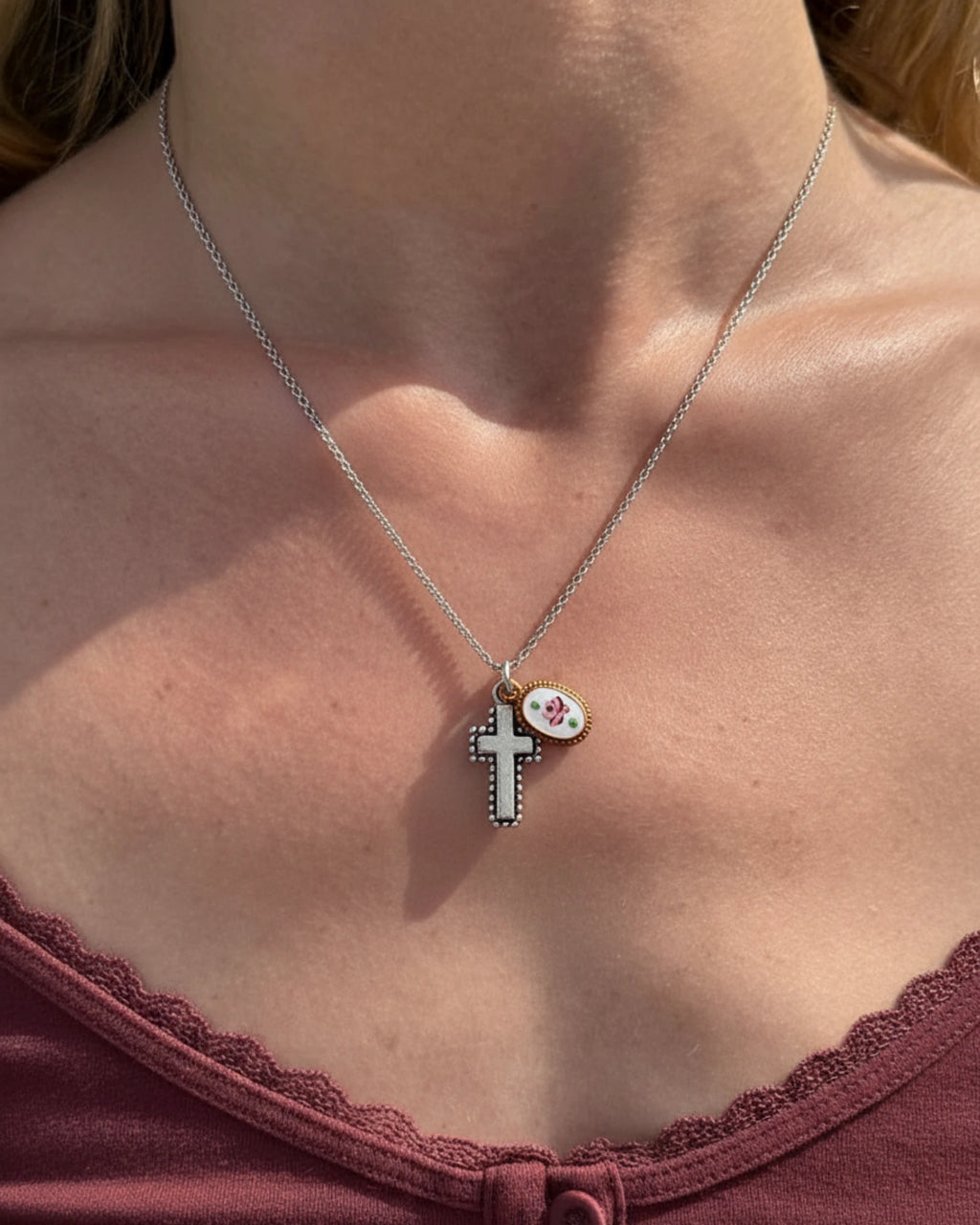 Croix Rosé Charm Necklace