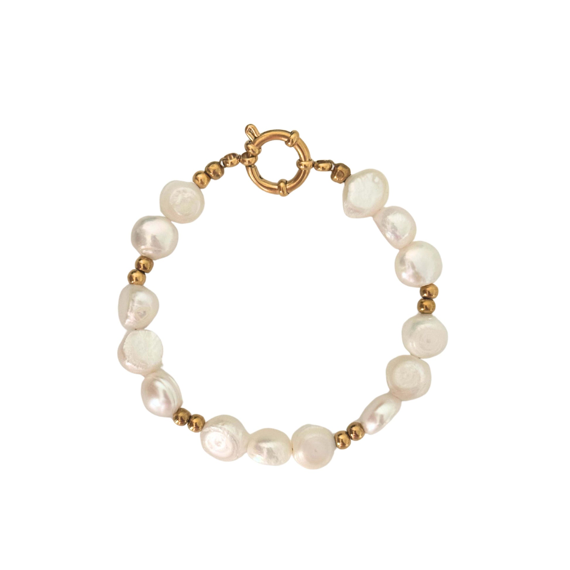 Elegant 7.5-inch freshwater pearl bracelet featuring unique baroque pearls