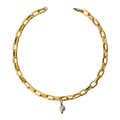 Golden Link Pearl Drop Necklace