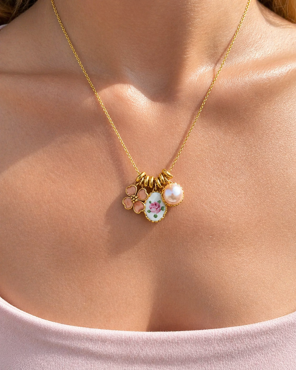 Rosé Garden Charm Necklace