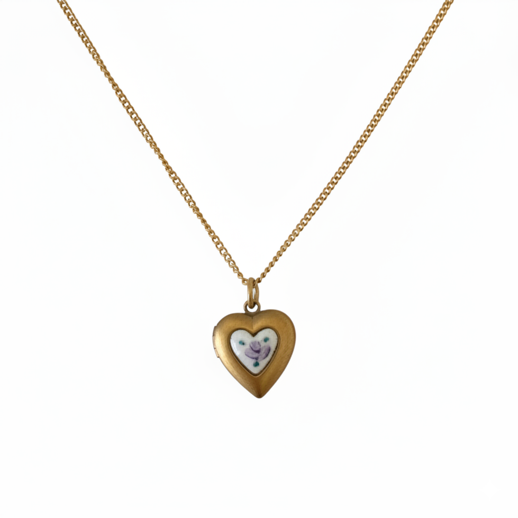 Lavender Bloom Heart Necklace